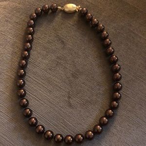 Chocolate Glass Pearl Designer Necklace-  514 $35 or $30 w/offer